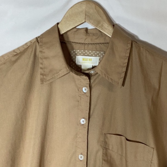Anthropologie MAEVE The Bennet Buttondown Shirt Camel Size Small - Picture 9 of 16